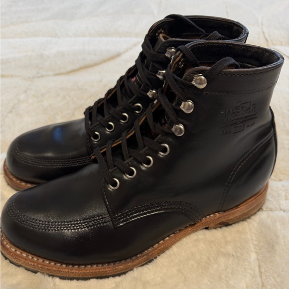 Like NEW! $379 Woolrich Yankee USA Made Moc Toe Black Horween Leather Boot 8 main image 9
